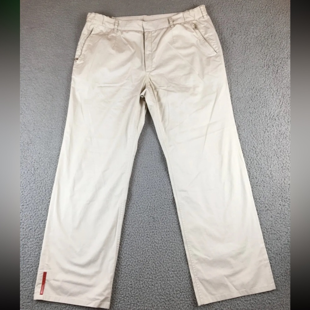 Prada Cream Pants Red Tab men